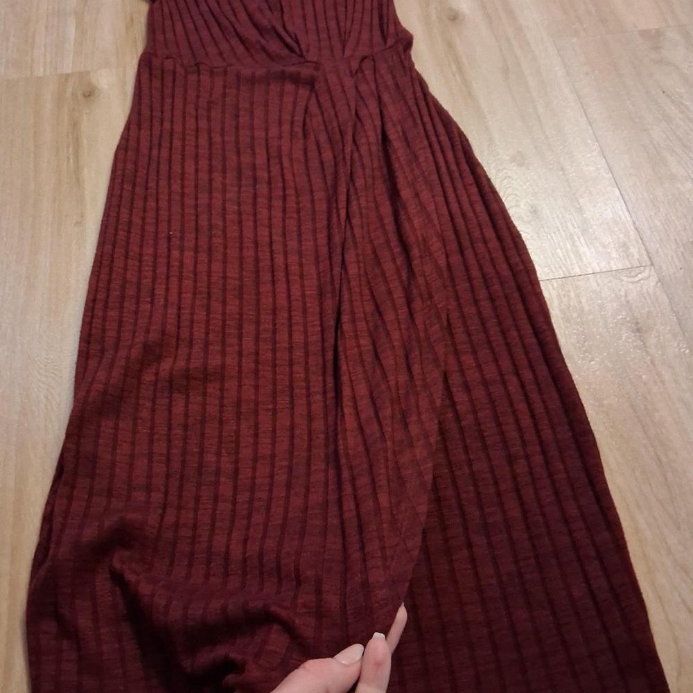 BP Burgandy Ribbed Midi Dress - Picture 3 of 5